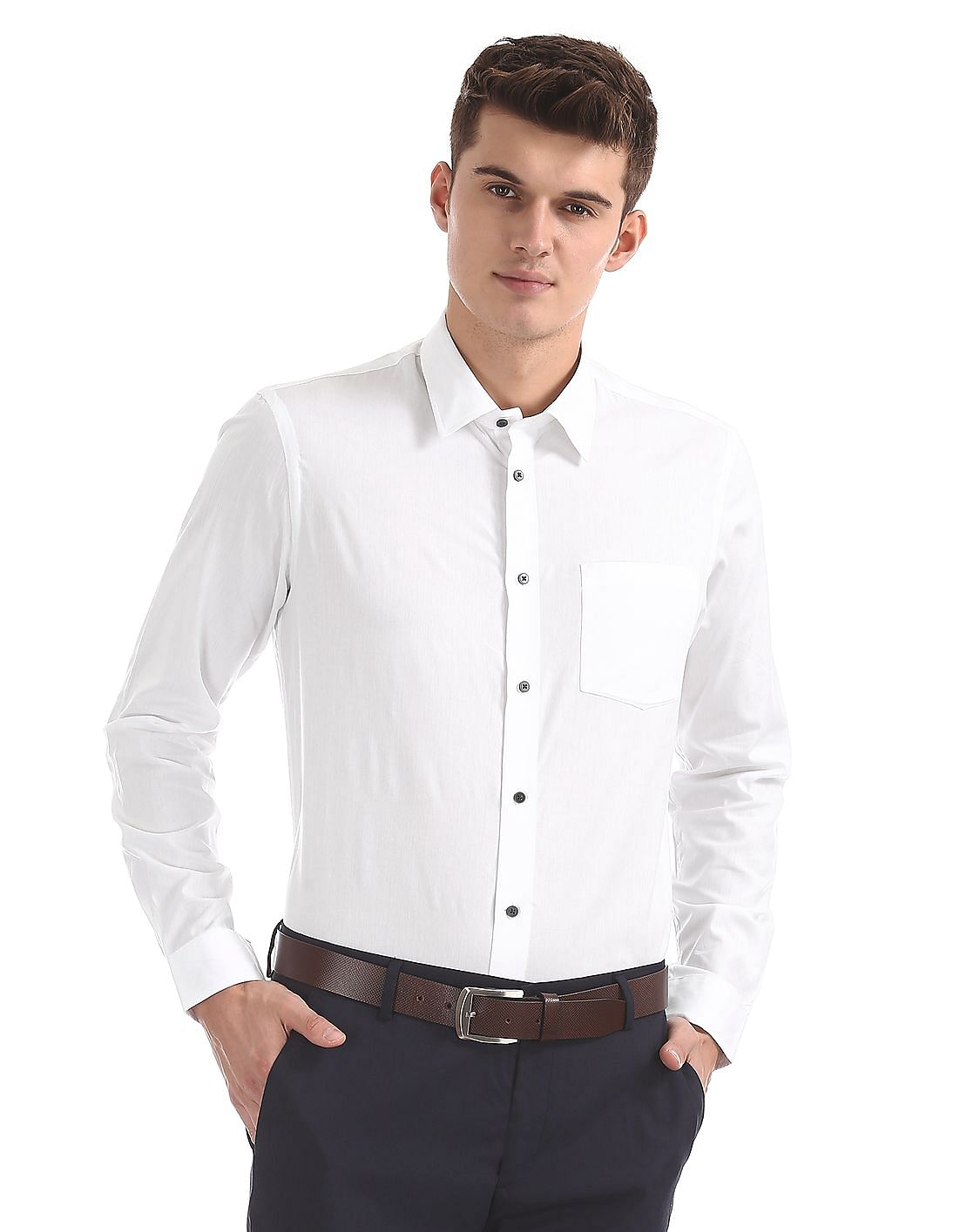 Buy Men Slim Fit French Placket Shirt online at NNNOW.com