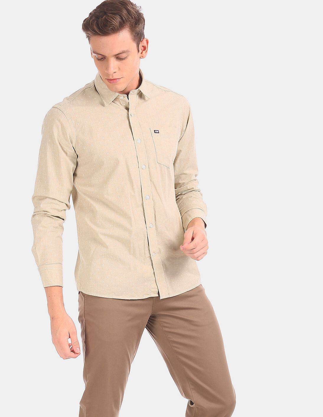 beige slim fit shirt