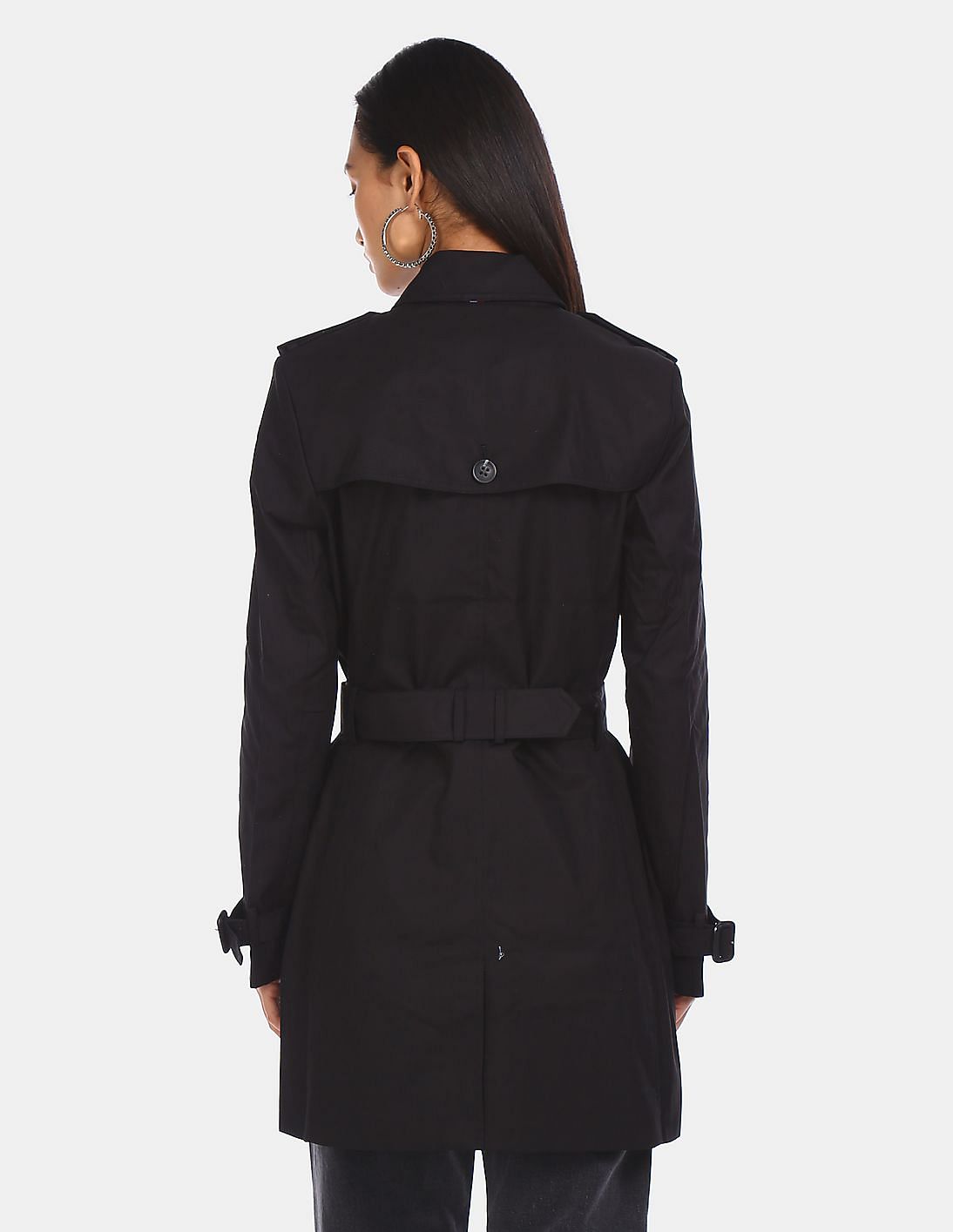 superdry womens moody trench coat black