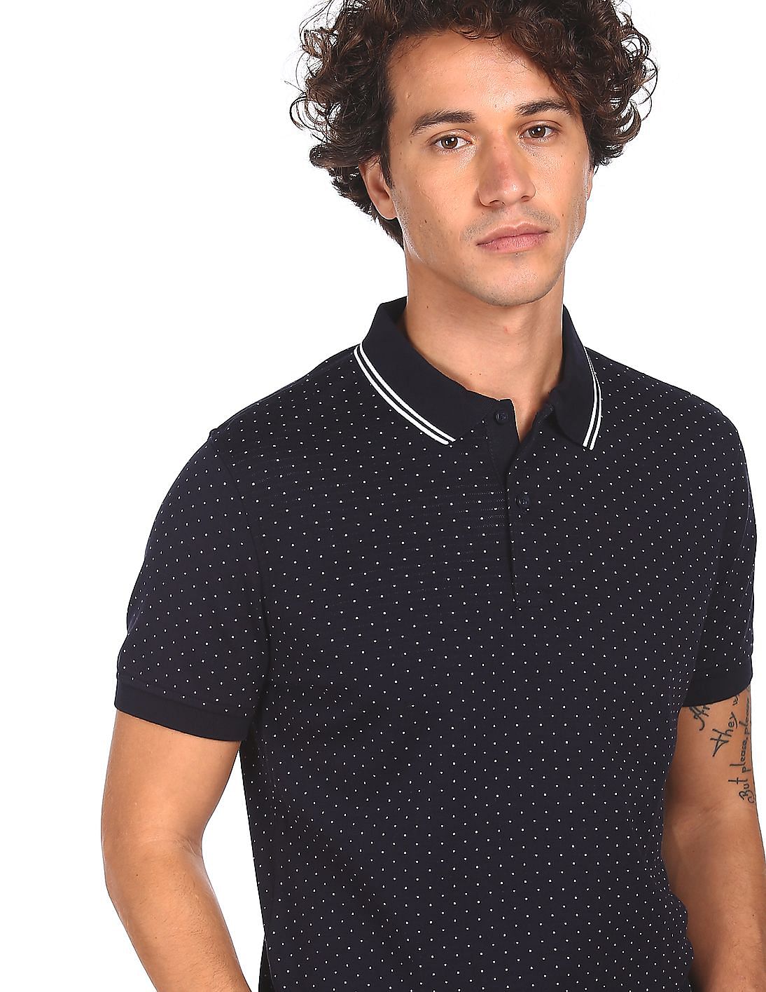 Buy Tommy Hilfiger Men Navy Slim Fit Printed Polo Shirt - NNNOW.com