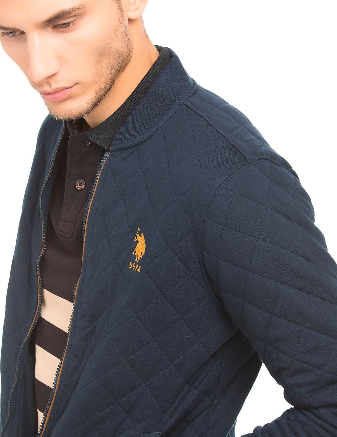 Buy . Polo Assn. Men Quilted Cotton Bomber Jacket 