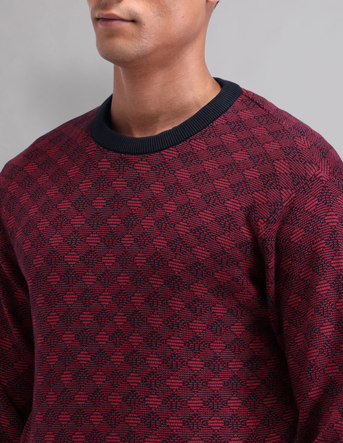 Buy AD by Arvind Modern Slim Fit Patterned Knit Sweater - NNNOW.com