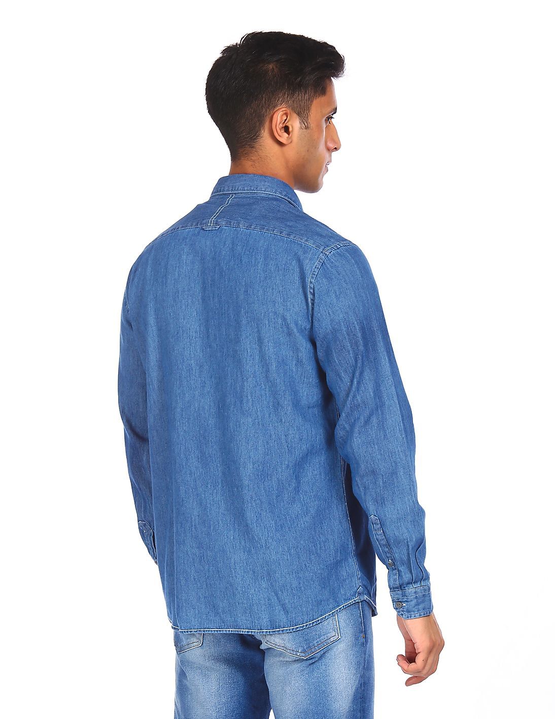 Buy Arrow Sports Spread Collar Denim Shirt - NNNOW.com