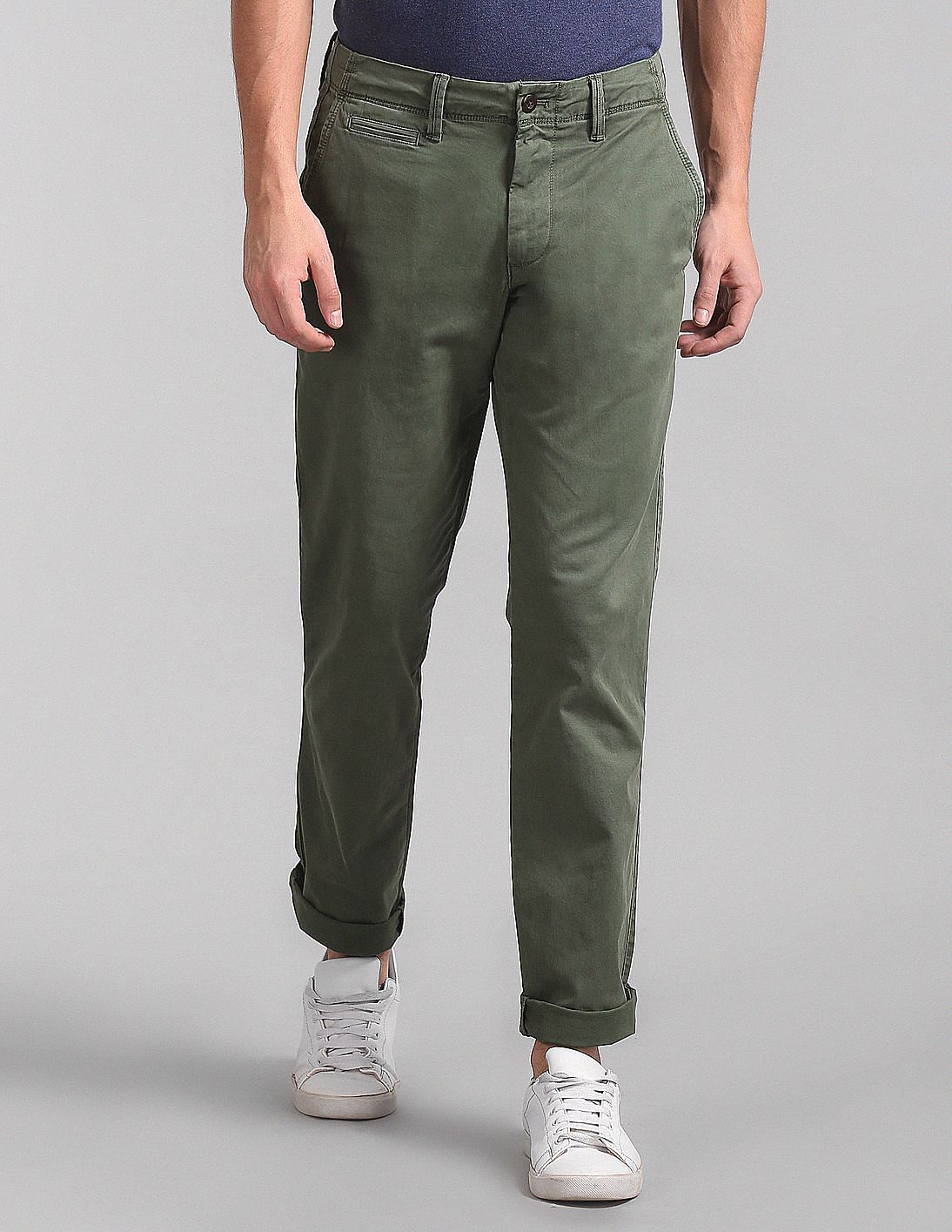 Buy GAP Men Green Washwell Vintage Wash Khakis In Slim Fit With GapFlex ...