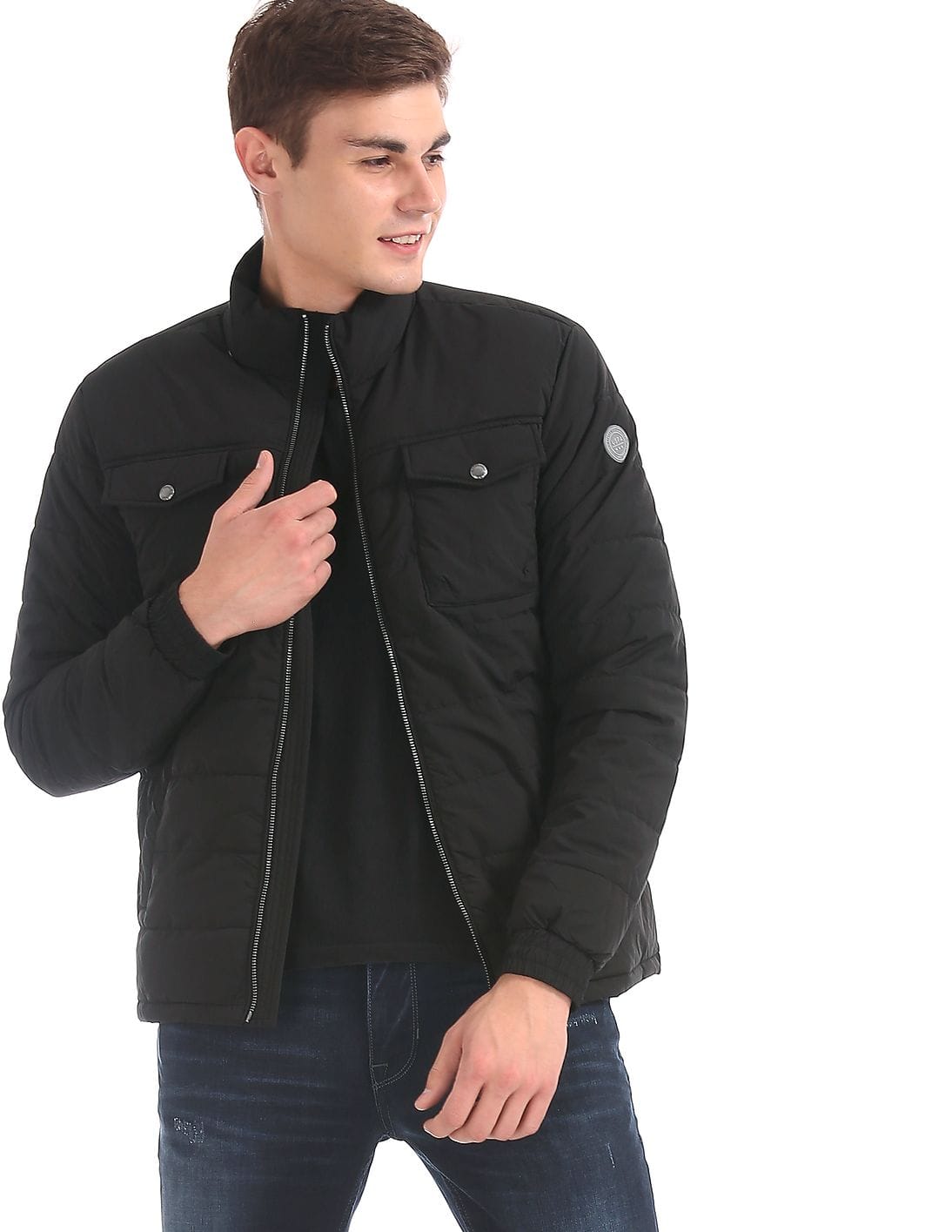 polo puffer jacket black