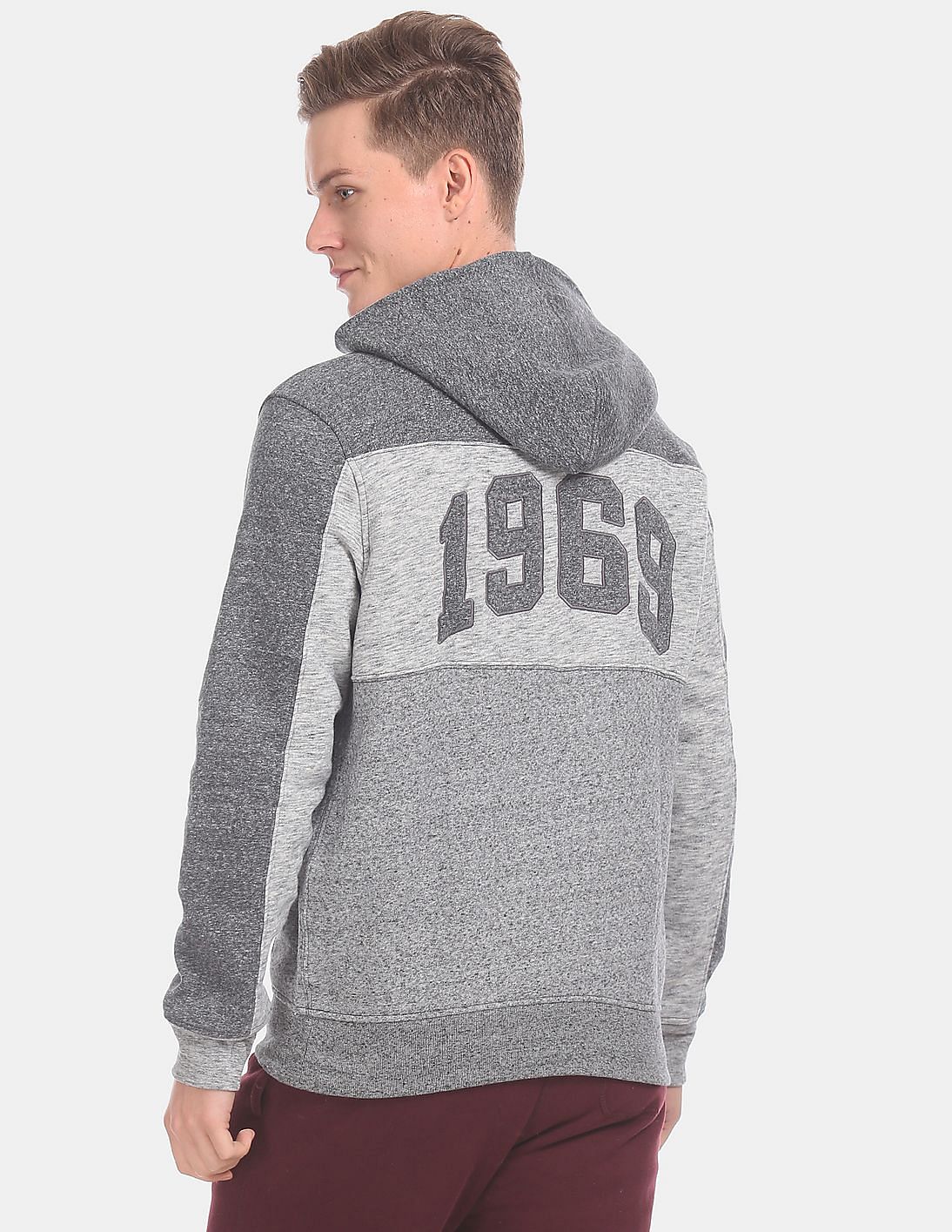Buy GAP Grey Colour Block Hooded Sweatshirt - NNNOW.com
