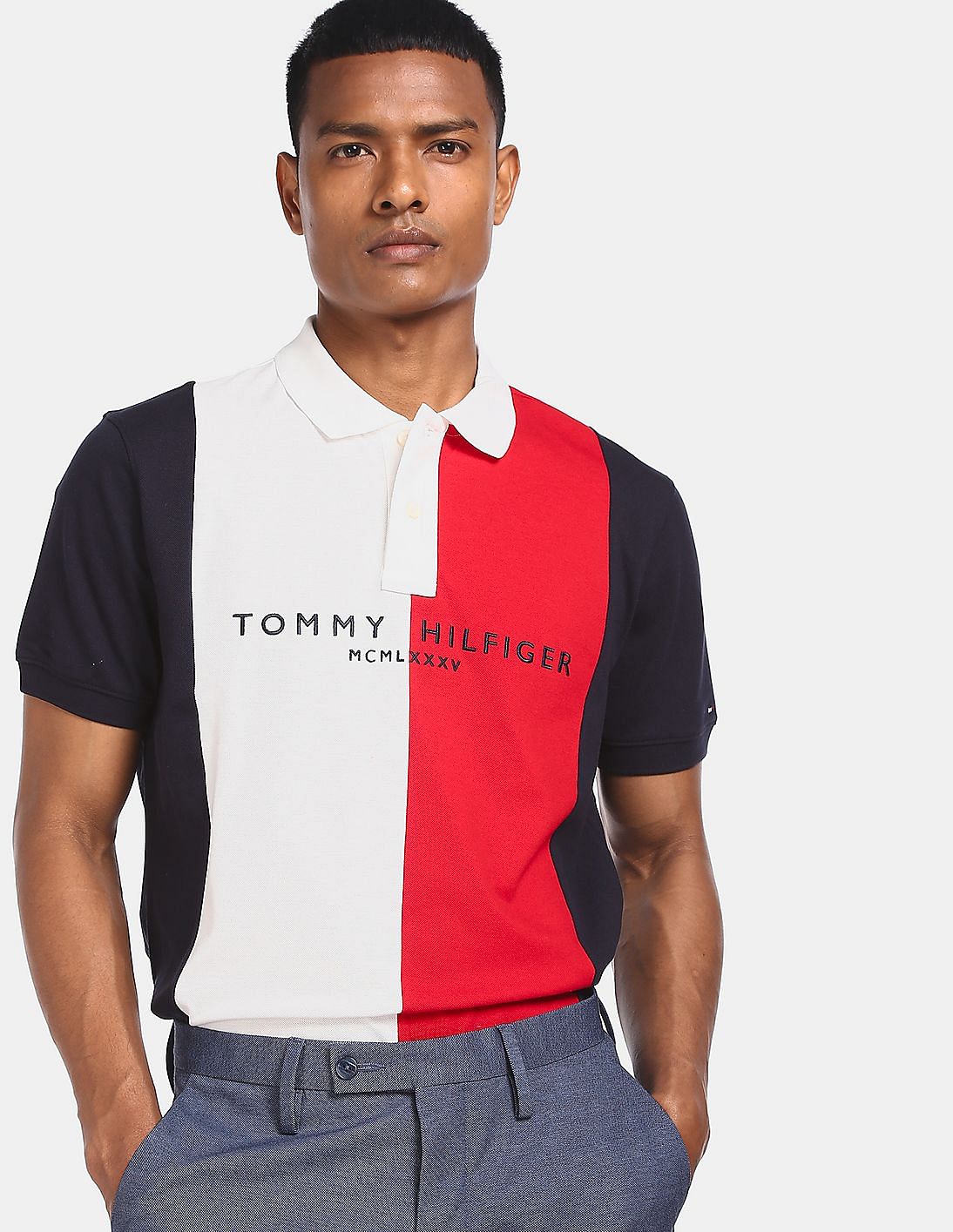 Buy Tommy Hilfiger Men Multi Colour Regular Fit Brand Logo Polo 