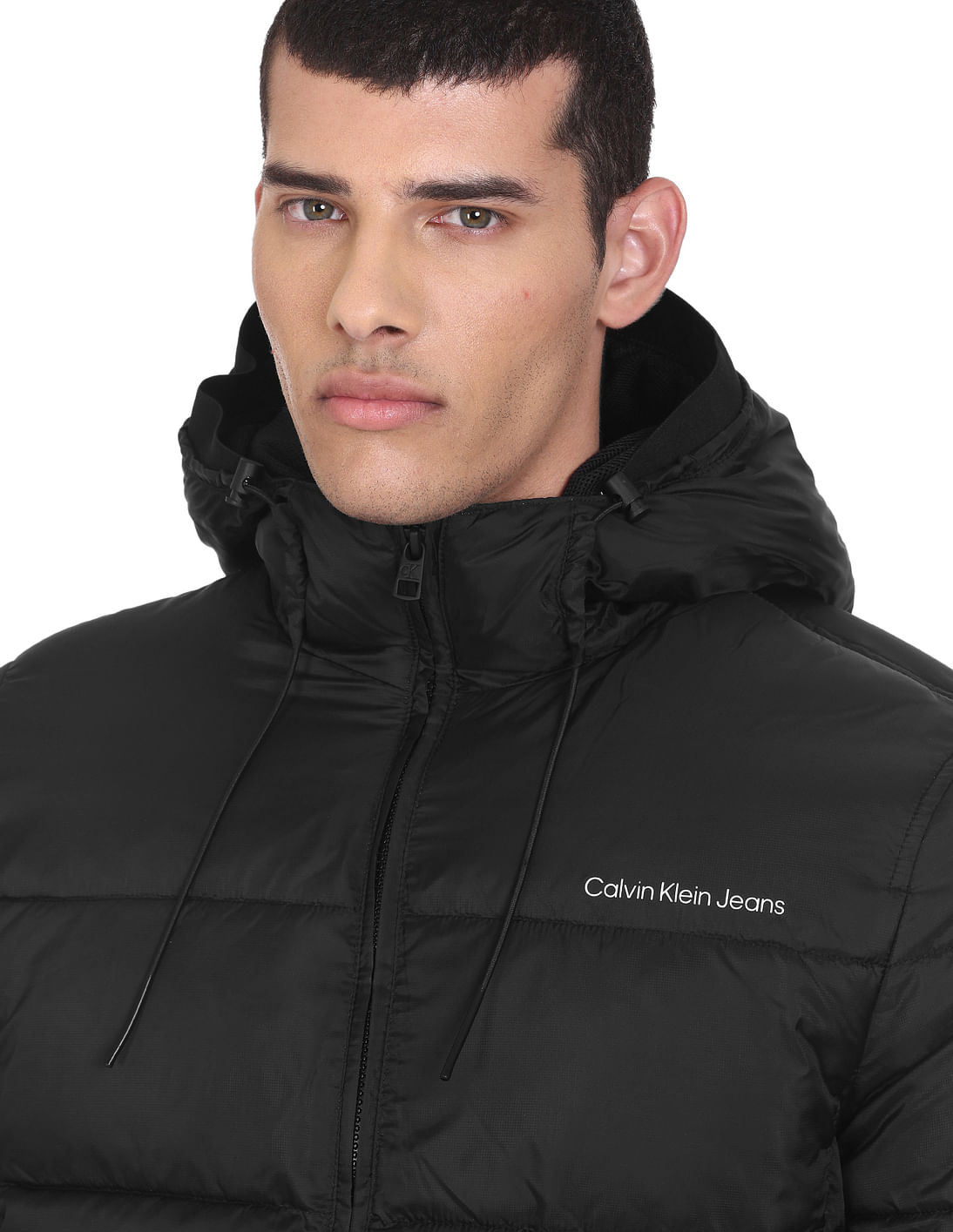 Calvin Klein Jeans Logo Padded Hooded Jacket Black Atelier Yuwaciaojp 9284