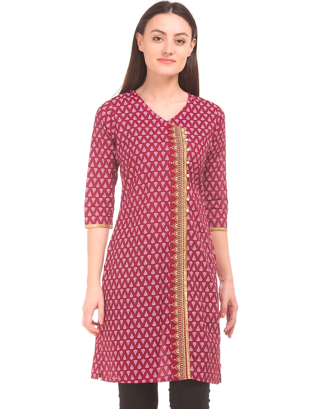 Buy Karigari Mock Placket Printed Kurta - NNNOW.com