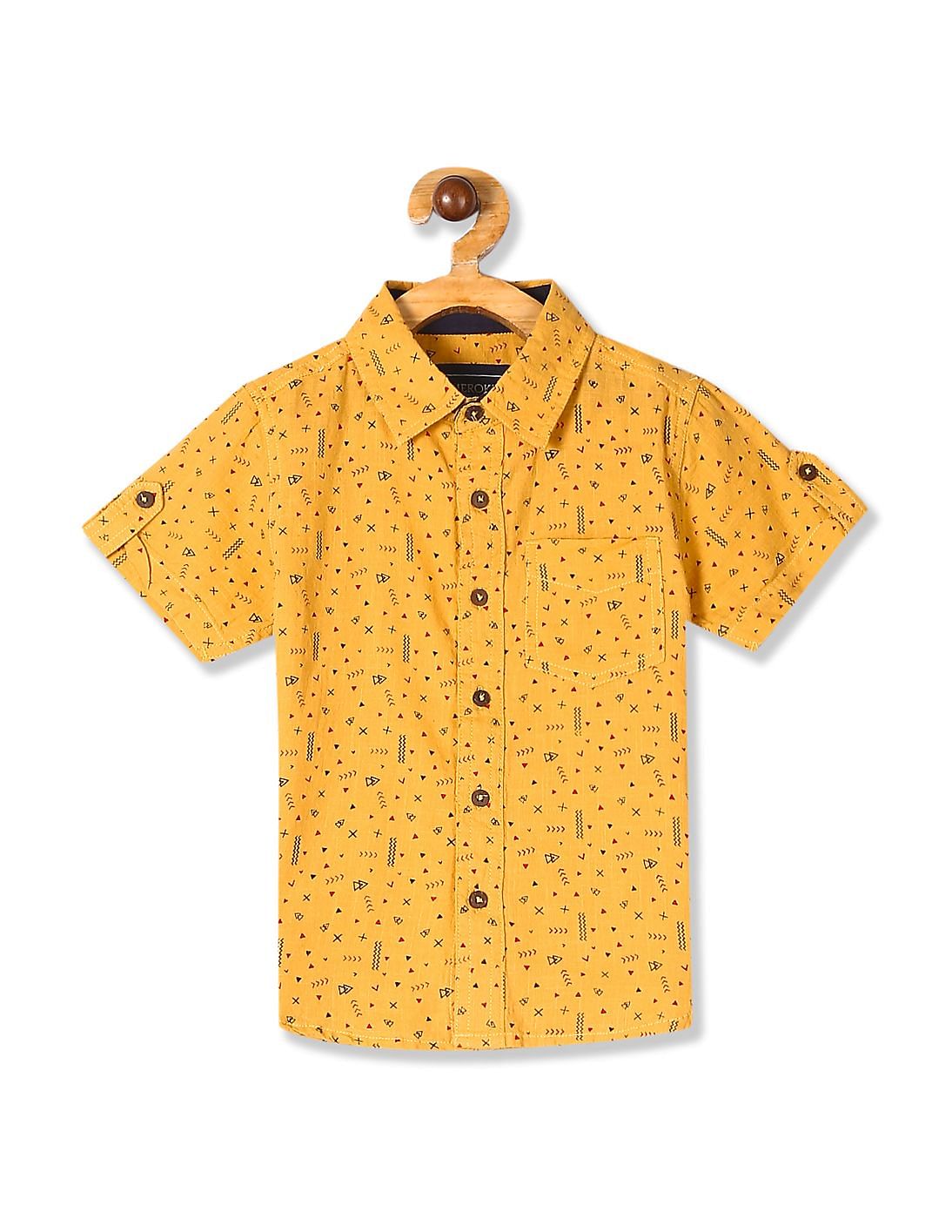Buy Boys Yellow Boys Patch Pocket Printed Shirt online at NNNOW.com