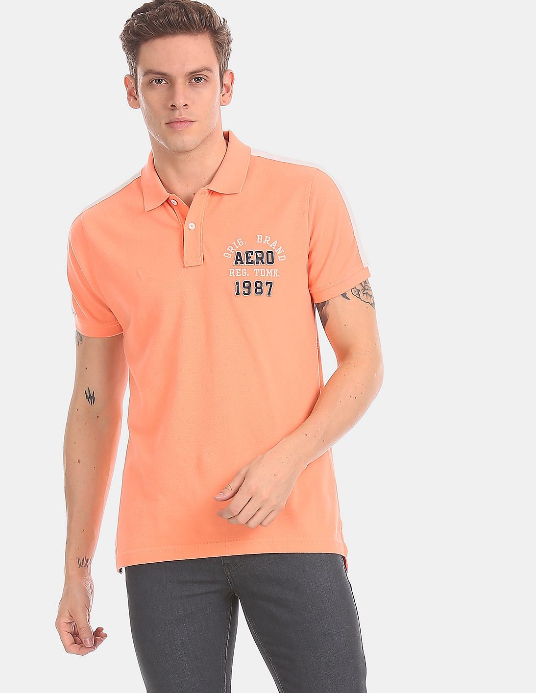 mens peach polo shirt