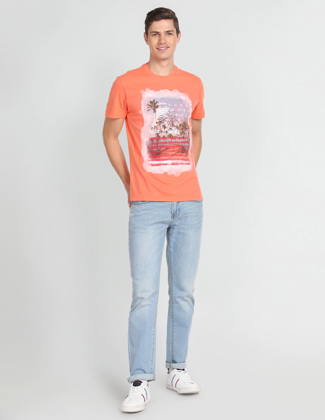 新品 unoa PeoMeow Coral orange ウノア Tシャツ □【Tee shirt】PeoMeow Coral orange - Balletwear brand unoa