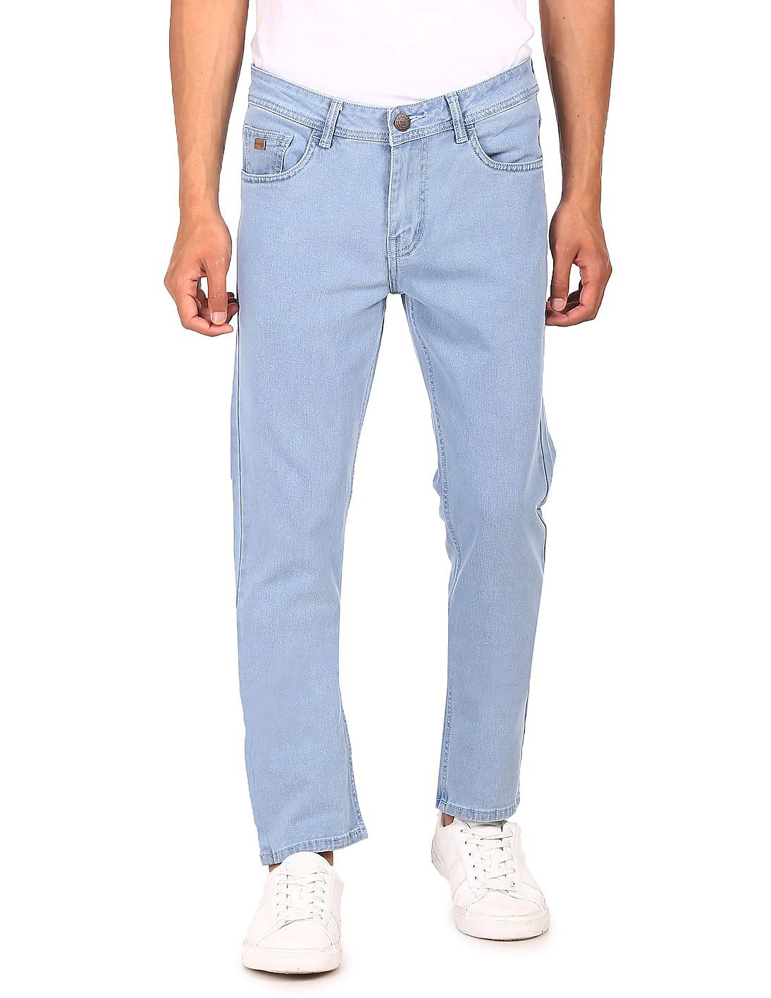 men's light stone washed jeans