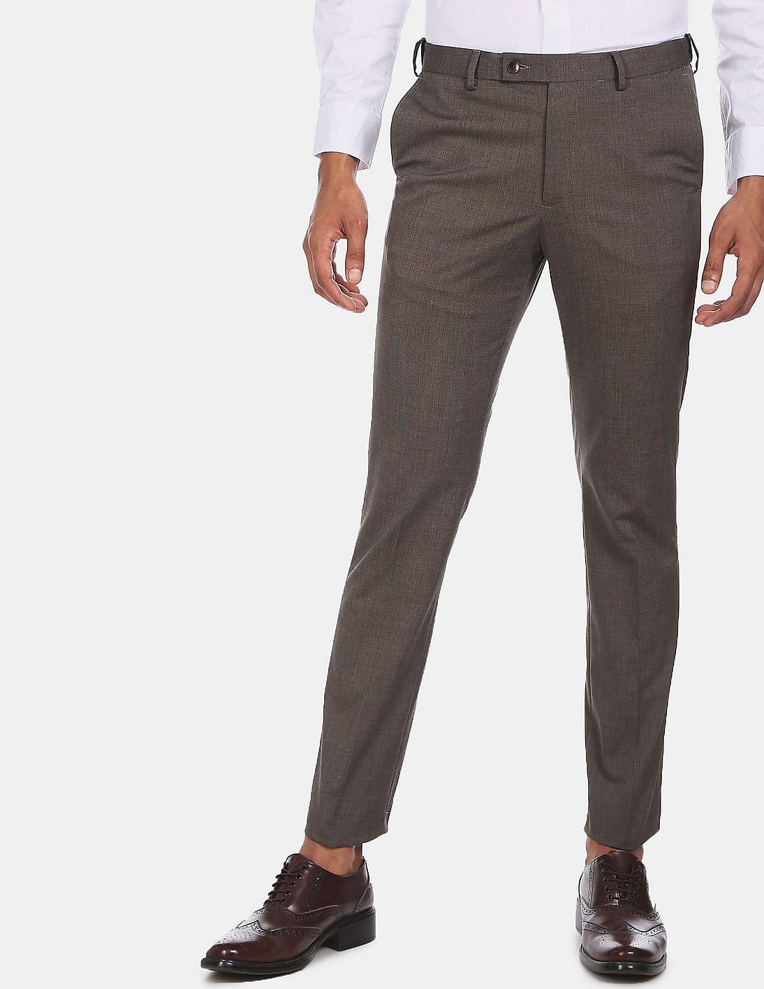 Buy Arrow Men Brown Mid Rise Flat Front Formal Trousers - NNNOW.com
