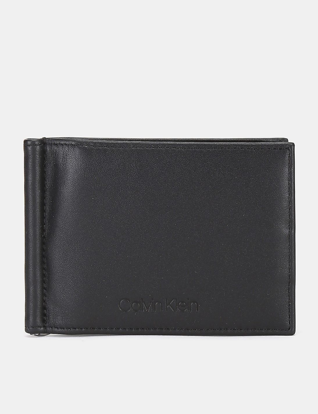 Buy Calvin Klein Men Black Bi-Fold Leather Wallet With Moneyclip ...