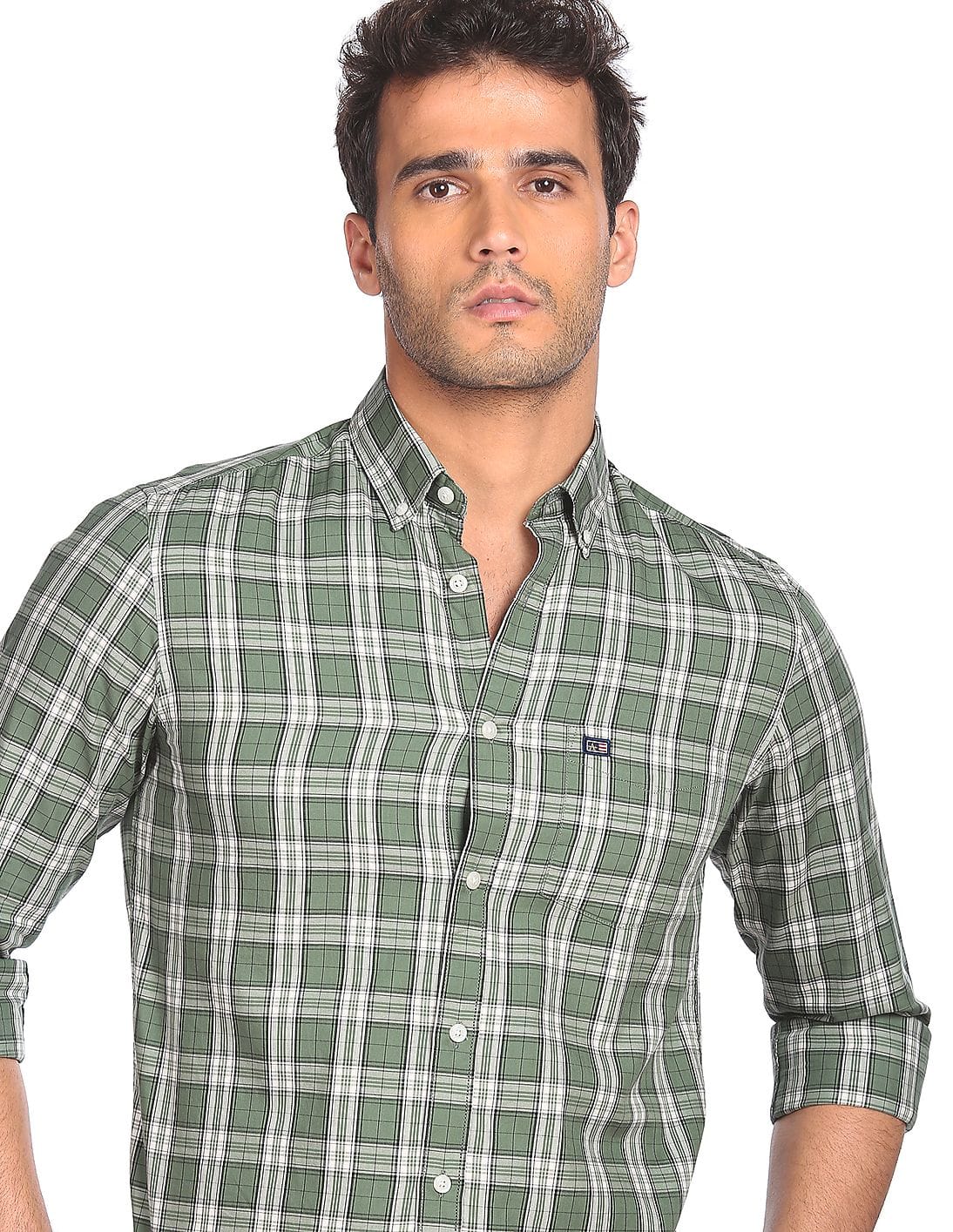 Buy Arrow Sports Men Olive Button Down 