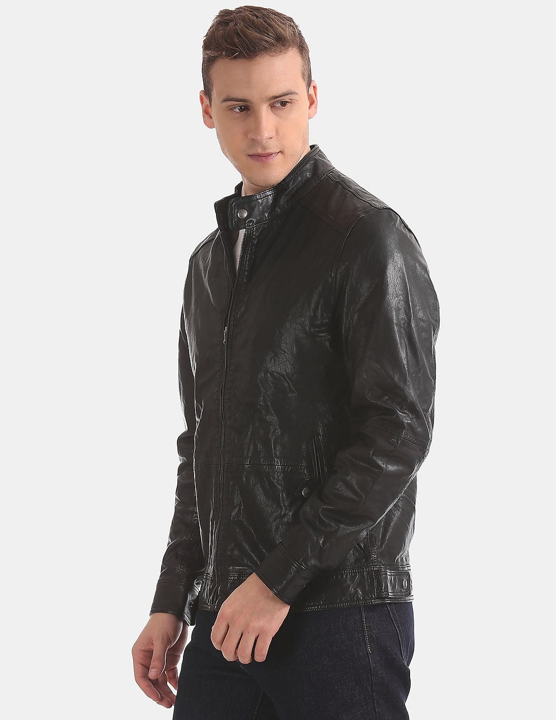 Buy Men Leather Biker Jacket online at NNNOW.com