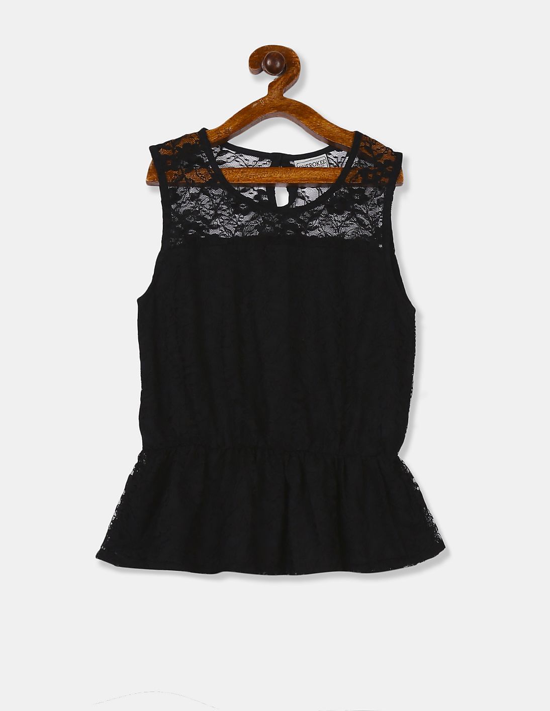 black lace peplum top