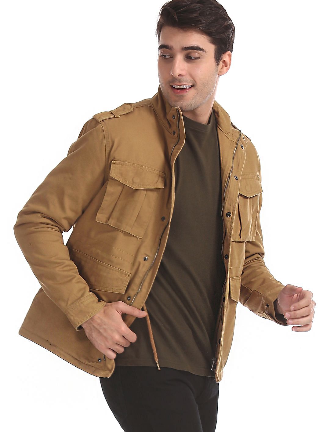 Buy Aeropostale Brown Sherpa Lined Twill Jacket - NNNOW.com
