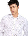 Flying Machine Slub Floral Slim Fit Shirt