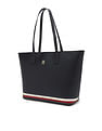 Tommy Hilfiger Striped Blue Pu Tote Bag