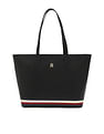 Tommy Hilfiger Printed Black PU Totes