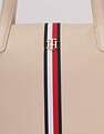 Tommy Hilfiger Solid Beige Nylon Tote Bag