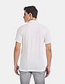 Aeropostale Men White Striped Chest Pique Polo Shirt