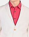 U.S. Polo Assn. Men Off White Single Breasted Patterned Weave Casual Blazer