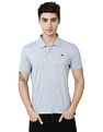 AD by Arvind Metallic Geometric Print Cotton Polo Shirt