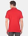 Aeropostale Men Red Short Sleeve Striped Pique Polo Shirt