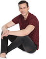 AD by Arvind Cotton Abstract Print Polo Shirt