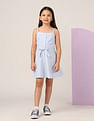 U.S. Polo Assn. Kids Girls Vertical Striped A-Line Dress