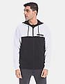 Calvin Klein Men Black And White Zip Up Colour Block Hoodie