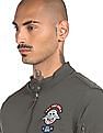 U.S. Polo Assn. Denim Co. Men Olive Mandarin Collar Solid Biker Jacket