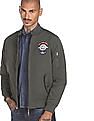 U.S. Polo Assn. Denim Co. Men Olive Mandarin Collar Solid Biker Jacket
