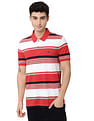 AD by Arvind Horizontal Stripe Cotton Pique Polo Shirt