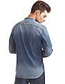 Flying Machine Mandarin Collar Washed Denim Shirt