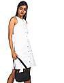 Calvin Klein Women White Button Down Sleeveless Shift Dress