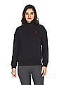 U.S. Polo Assn. Women High Neck Zip Up Sweatshirt