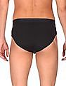 Calvin Klein Underwear Men Black Solid Elasticized Brand Waist Briefs