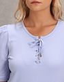 U.S. Polo Assn. Women Puff Sleeve Criss Cross Neckline Top