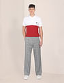 U.S. Polo Assn. Men White And Red Colour Block Cotton Polo Shirt