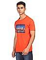 Aeropostale Men Orange Round Neck Graphic Print T-Shirt