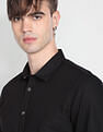 Flying Machine Spread Collar Solid Shirt