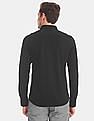 USPA Tailored Men Black Slim Fit Splatter Print Formal Shirt