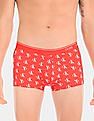 Calvin Klein Underwear Men Red CK One Allover Monogram Print Stretch Trunks