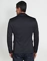 Arrow Patterned Knit Polyester Slim Fit Blazer
