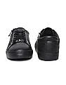 Calvin Klein Men Black Vulcanized Zipper Debossed Lace Up Sneakers