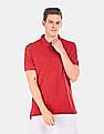 Aeropostale Men Red Pique Printed Polo Shirt